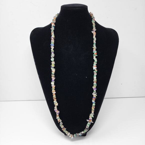 34" Multicolor Polished Stone Necklace - Picture 6 of 6